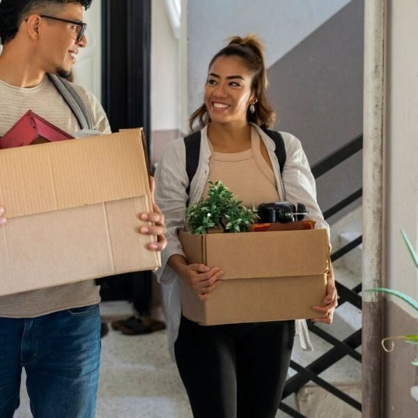 Couple moving out of their home that was cleaned by Vetter Cleaning.